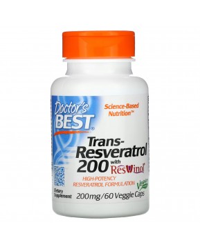 Doctor's Best, транс-ресвератрол 200 с Resvinol, 200 мг, 60 вегетарианских капсул Doctor's Best, транс-ресвератрол 200 с Resvinol, 200 мг, 60 вегетарианских капсул